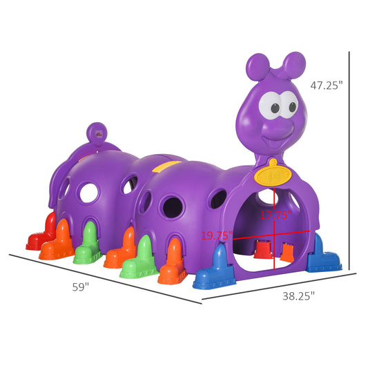 2 Sections Kids Climbing Tunnel For Indoor Outdoor Climb & Crawl Toy Play Structure For 3-6 Years Old Boys Girls, Purple