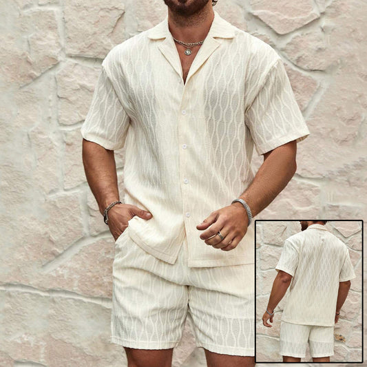Men's Solid Casual Two Pieces Lapel Button Loose Tracksuits