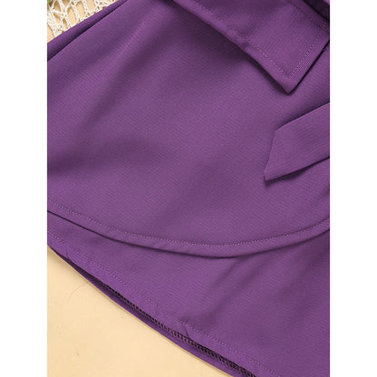 Toddler Girl Purple Rose Print Girls Outfit, Spring Fall Stripe Top With Belt Skirts Set Holiday Going Out Clothes