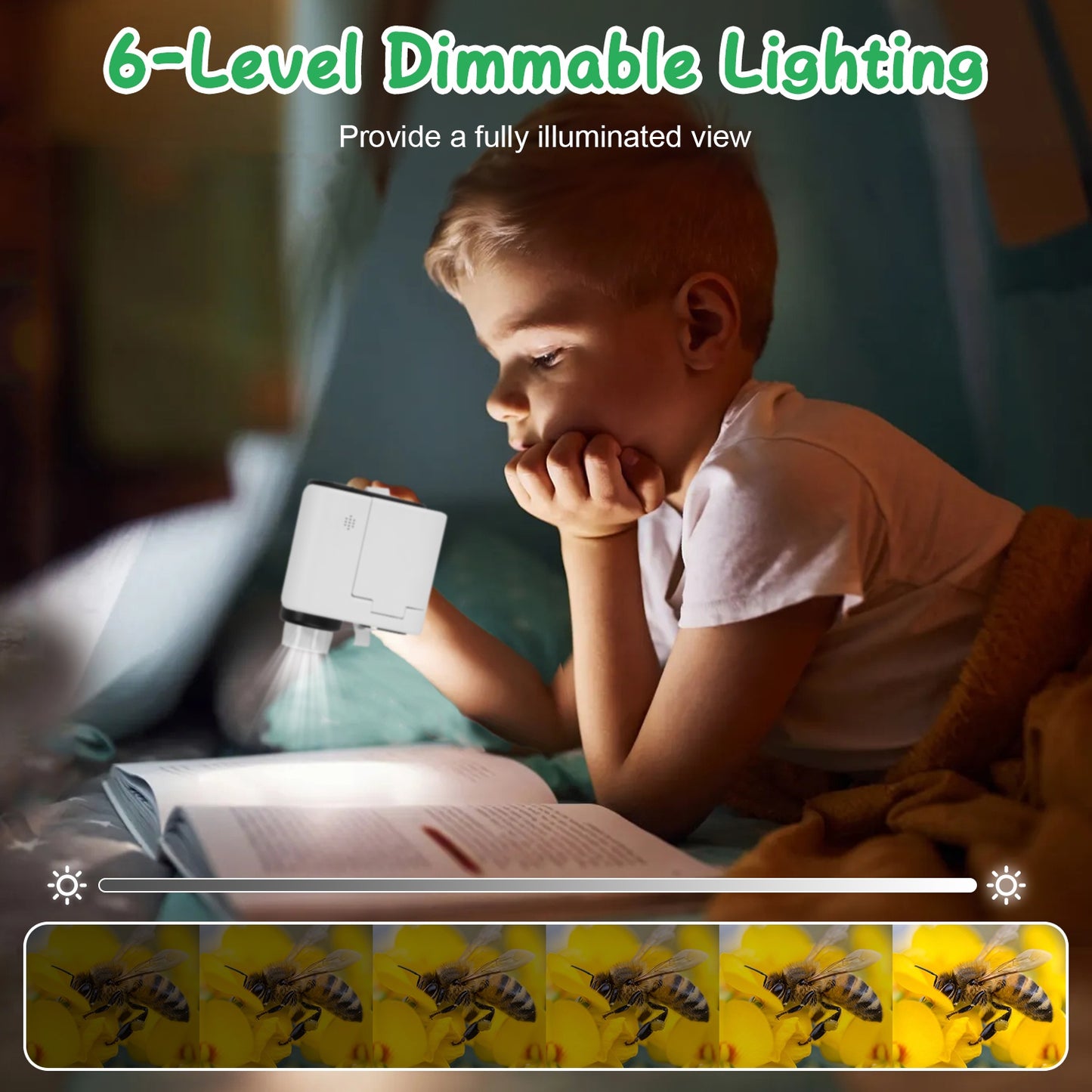 1Pc 3 In 1 Kids Microscope Telescope Camera 1,000X Handheld USB Mini Microscope With LED Light 6 Sample Slides 32G MMC Card For Boys Girls Aged 6 Years Old