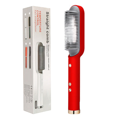 New 2 In 1 Hair Straightener Hot Comb Negative Ion Curling Tong Dual-purpose Electric Hair Brush