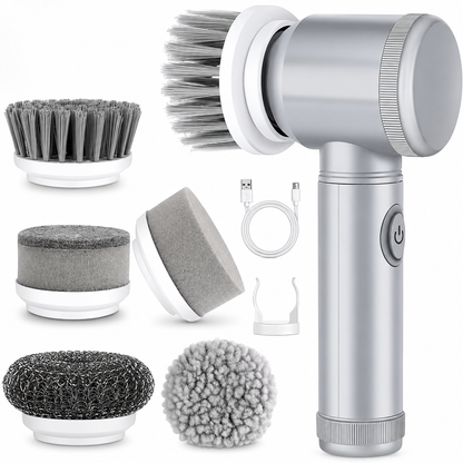 5 in1 Electric Spin Scrubber, Spin Scrubber with 5 Replaceable Brush Heads Bathroom Cleaning Brush,Power Electric Cleaning Brush