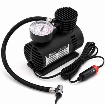 12V 300PSI Mini Air Compressor Electric Tire Inflator with Gauge Portable Tire Pump High Precision Electric Compact Air Pump
